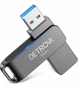 DETROVA USB メモリ 512GB USBメモリ USB3.0メモリー 大容量 外付け 容量不足解消 小型 360度回転式 Mac Windows PC対応