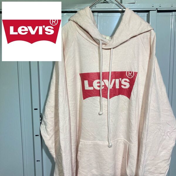 Levi′s/リーバイス/プルオーバー/ビッグロゴパーカー/スウェット/ピンク/us古着/Lサイズ