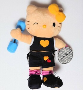 ハローキティ Hello Kitty ぬいぐるみ エアロビ ジム GYM ダンベル 筋トレ 筋肉 2002年 タグ付き MUSCLE 日焼け Wink