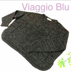 美品【Viaggio Blu】ウール混ラメ セーター ２ チャコールグレー ビッキー 日本製