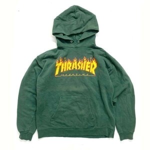 THRASHER スラッシャー ファイヤーパターン スケート スウェットパーカー レディースM 【a0163】