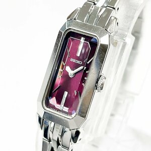 【1円スタート】SEIKO セイコー 2E20-0AX0 スクエア SS ボルドー系文字盤 クオーツ レディース腕時計 ジャンク 228420