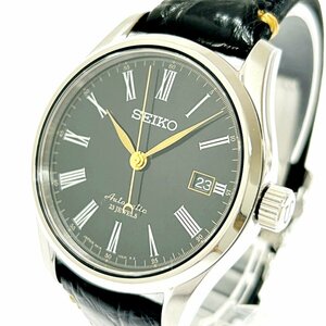 【1円スタート】SEIKO セイコー 6R15-03E0 プレサージュ SS×革ベルト ブラック文字盤 自動巻き メンズ腕時計 229441