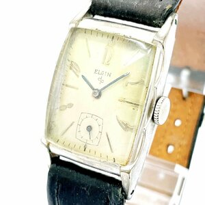 【1円スタート】ELGIN エルジン スモセコ SS スクエア シルバー文字盤 手巻き レディース腕時計 228602