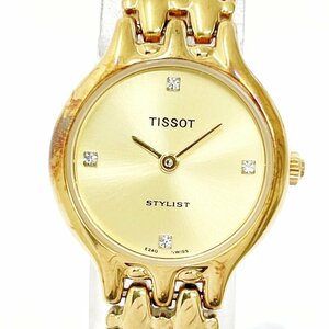 【1円スタート】TISSOT ティソ E240A スタイリスト GP×SS ゴールド文字盤 クオーツ レディース腕時計 ジャンク 228332