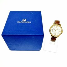 【1円スタート】【箱付き】SWAROVSKI スワロフスキー 5095940 GP×革ベルト シルバー文字盤 クオーツ レディース腕時計 ジャンク 228297_画像8