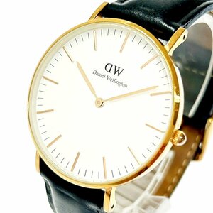 【1円スタート】【箱付き】Daniel Wellington ダニエルウェリントン SS×革ベルト ホワイト文字盤 クオーツ メンズ腕時計 ジャンク 228263