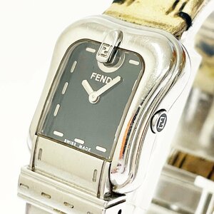 【1円スタート】FENDI フェンディ 3800L SS×革ベルト ブラック文字盤 クオーツ レディース腕時計 ジャンク 228505