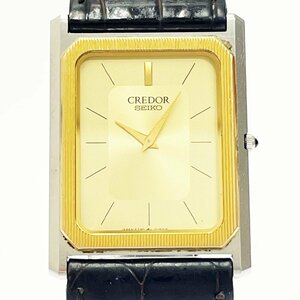 【1円スタート】SEIKO セイコー 6730-5090 クレドール スクエア 14Kベゼル SS ゴールド文字盤 クオーツ ボーイズ腕時計 ジャンク 228508