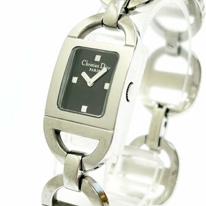 【1円スタート】Christian Dior クリスチャンディオール D78-108 パンディオラ SS ブラック文字盤 QZ レディース腕時計 ジャンク 228548