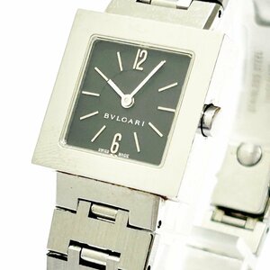 【1円スタート】BVLGARI ブルガリ SQ22SS クアドラード スクエア SS ブラック文字盤 クオーツ レディース腕時計 237103