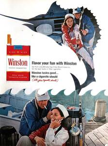 Winston ウィンストン 広告 1960年代 タバコ 煙草 欧米 雑誌広告 ビンテージ ポスター風 インテリア LIFE アメリカ USA