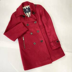 1円～ 8T30080124 BURBERRY バーバリー レディース ピー コート アウター 赤 ノヴァチェック ウール混 女性用 40 婦人 中古品 古着