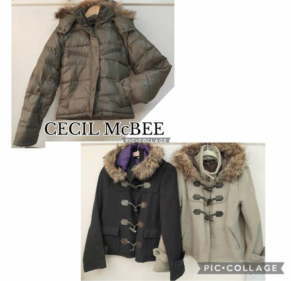 お得 コート セット CECIL McBEE セシルマクビー 中綿ジャケット ダッフル カーキ ブラック　ベージュ リアルファー