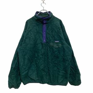 80〜90s patagonia SYNCHILLA スナップT XLサイズ パタゴニア フリースジャケット 緑 グリーン アメリカ古着 043