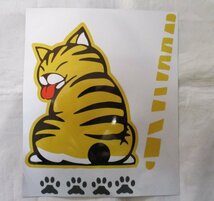 【新品・即決】ワイパー リアガラス 黄色 装飾ステッカー ネコ 猫 デカール リア_画像1