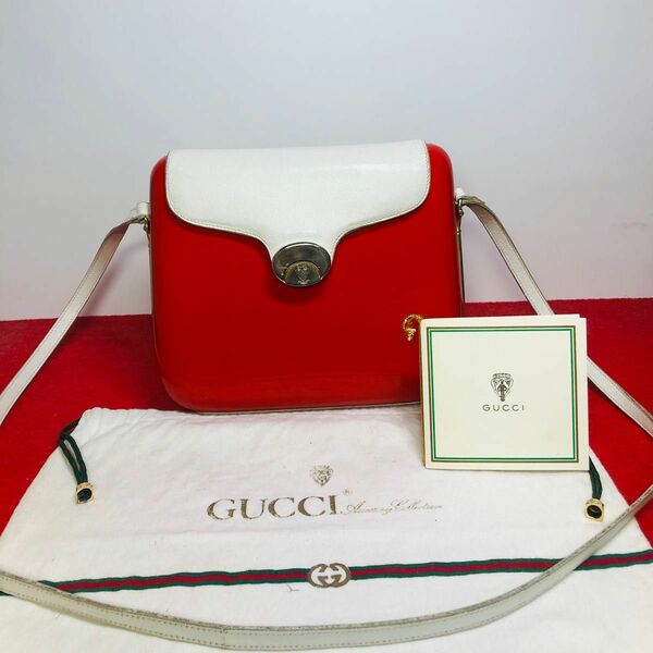  グッチ　OLD GUCCI ホースビット ロゴ レザー ショルダー バッグ 