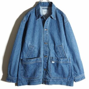 M5457z5　■WTAPS ダブルタップス■　新品 23AW DADDY/JACKET/COTTON.DENIM ブリーチ加工 デニムジャケット ブルー X04 シーズンレス