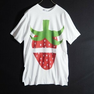 M6433f16　■COMME des GARCONS SHIRT コムデギャルソン×Brett Westfall■　新品 23SS Big Strawb erry T-Shirt Tシャツ ホワイト XL 春夏