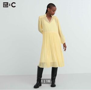 ユニクロシー　UNIQLO:C ユニクロCシフォンプリーツワンピース　Lサイズ