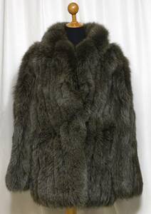 ☆上質 美品 サガフォックス　SAGA FOX 最高級本毛皮 ファーコート ジャケット レディース13号 ダークグレイ