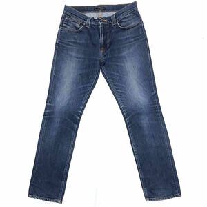 【イタリア製】Nudie Jeans THIN FINN ヌーディージーンズ ストレッチ スリム スキニー デニムパンツ W32 ウォッシュ 色落ち加工 美品 正規