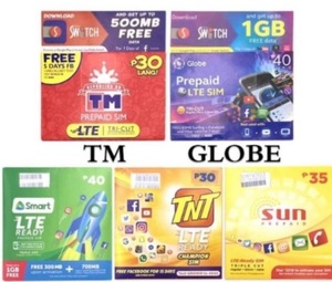 500ペソ分をフィリピンのGlobe Smart Sun TM TNT DITO（グローブとスマート）に直接ロードします。