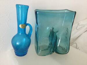 青いガラス花瓶 3種類 HITSUJI 村上硝子