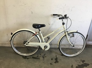 * Gifu departure ①^INNOVATION FACTORY/ for children bicycle /ino beige .n Factory ^22 -inch / mileage verification / scratch equipped / crime prevention equipped /R4.12/1*