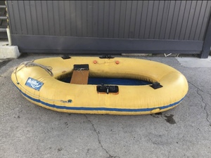 #* Gifu departure Achilles rubber boat /Achilles/ boat /... air coming out. / total length approximately 2000mm overall width approximately 1050mm/ hole repair after equipped / present condition goods /R5.2/12*