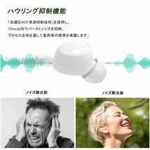 集音器 軽中度難聴者用 Bluetooth 充電式 小型 軽量 ノイズ低減 ポータブル高感度集音器 簡単操作 ホワイト イヤホン_画像4