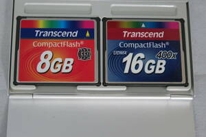 Transcend トランセンド 8GB　16G　 CFカード コンパクトフラッシュ　2枚中古品　収納ケース付き　送料無料