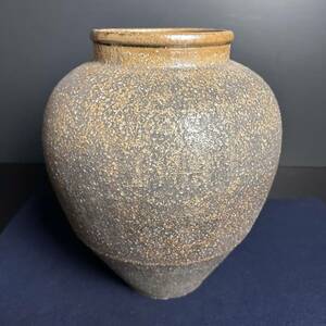 [KJ283] старый Shigaraki .. чай . ваза орнамент кувшин "hu" круг кувшин высота примерно 34cm ваза для цветов цветок сырой . инструмент пол между чайная посуда Shigaraki Iga .