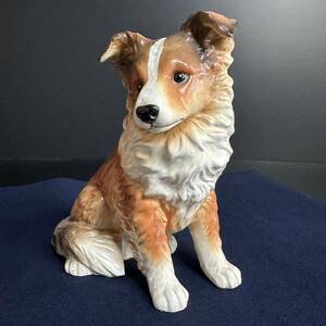 [KJ331] 陶器製 シェルティ シェットランドシープドック 置物 犬 ミニコリー 玄関 インテリア オーナメント ガーデニング ドッグ