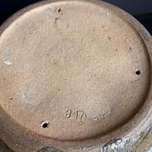 [KJ365] 大型 海鼠釉 火鉢 手炙り 瓶掛け 植木鉢 古民具 炭道具 美術陶器の画像8