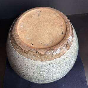 [KJ365] 大型 海鼠釉 火鉢 手炙り 瓶掛け 植木鉢 古民具 炭道具 美術陶器の画像7