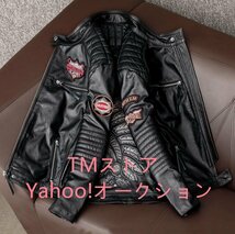 ハレーバイクレザージャケット 上品　本革 高級　牛革　刺繍　ライダースジャケット 革ジャン Ｓ～4XL　秋冬　_画像4