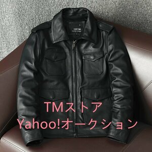 人気推薦★ レザージャケット 本革 牛革　M65 高級　バイク　ライダースジャケット 　革ジャン Ｓ～5XL　秋冬　黒