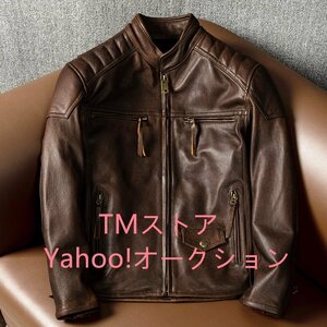 大人気☆レザージャケット メンズ ハレージャケット　バイクジャケット　秋冬　　ライダース 高級牛革　本革革ジャン S～5XL