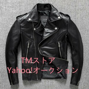新入荷☆レザージャケット メンズ　バイクジャケット　高級　牛革　本革　格好良い　革ジャン S～4XL