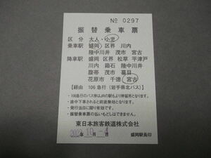 796.JR東日本 盛岡 山田線不通 岩手県北バス乗車用 振替乗車票