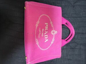 PRADA カナパｓ プラダ トート ショルダー バッグ ピンク キャンバス　美品