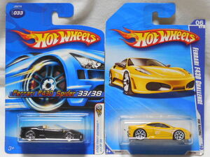 HOT WHEELS / フェラーリ F430 スパイダー (2006 FIRST EDITIONS/黒) + フェラーリ F430 チャレンジ (2010 #154/黄) 開封用２台セット