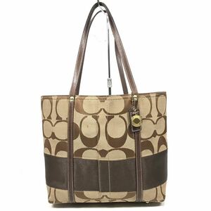 【コーチ】本物 COACH トートバッグ シグネチャー柄 11098 ストライプトート ショルダーバッグ ジャガード×レザー 女性用 レディース