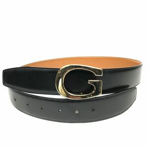 [ Gucci ] genuine article GUCCI belt black × tea G Logo buckle total length 93cm width 3.5cm original leather men's lady's Italy made replacement possibility postage 520 jpy 