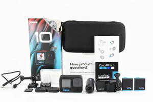 【美品】 GoPro HERO 10 BLACK アクションカメラ ゴープロ マイクロSDカード バッテリー2個 付属品多数 動作確認済み #1392