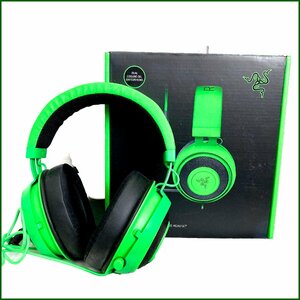 中古●RAZER/レイザー●KRAKEN クラーケン ゲーミングヘッドセット グリーン オーディオ機器 箱付属 有線ヘッドフォン