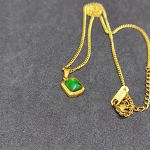 Emerald 18k Gold Plated レディース ネックレス 18K 印字あり k18 金 エメラルド_画像4