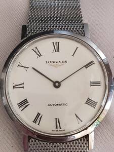 【不動】LONGINES ロンジン AUTOMATIC 自動巻 ホワイトローマン メンズ 腕時計　純正ベルト ジャンク