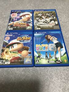 PS Vita ソフト 4本セット 実況パワフルプロ野球2014と2016/プロ野球スピリッツ2015/みんなのゴルフ6 中古